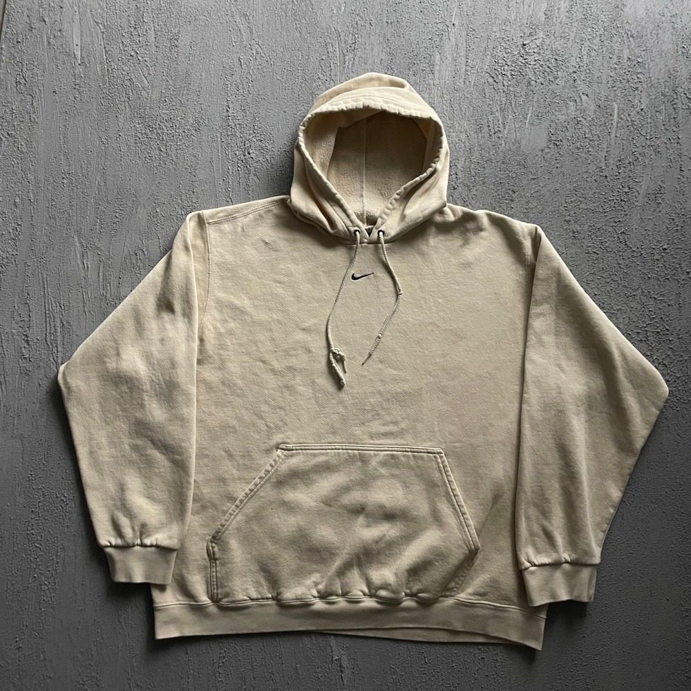 Vintage Center Swoosh Hoodie Men XL Beige 2000s Nike